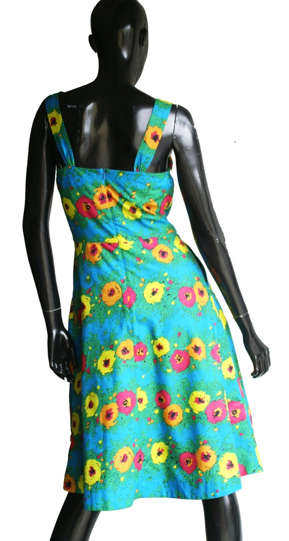 Vintage Floral Print Sun Dress US Size Small - image 2