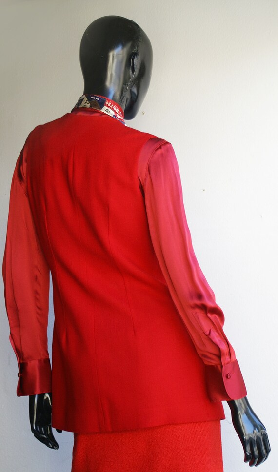 Vintage 90s Red Wool Fitted Wrap  Vest  Size Small - image 5