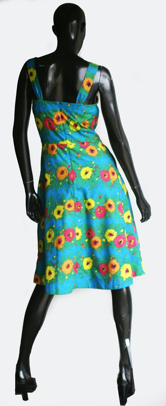 Vintage Floral Print Sun Dress US Size Small - image 8