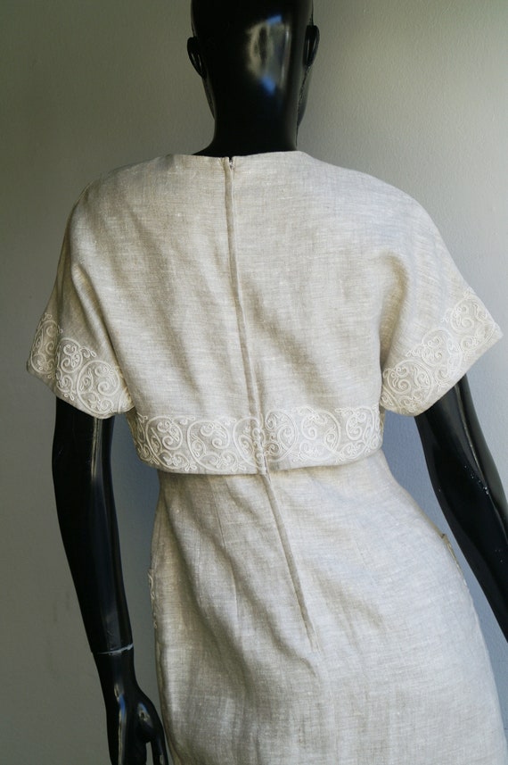 Vintage Marie St. Claire Embroidered Midi Sheath … - image 8