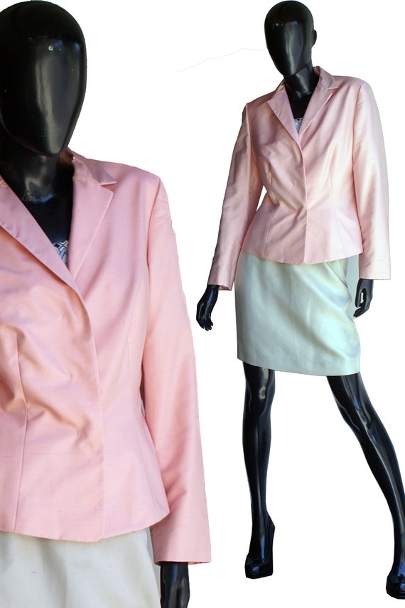 Vintage Ann Taylor Pretty in Pink Silk Blazer Siz… - image 1