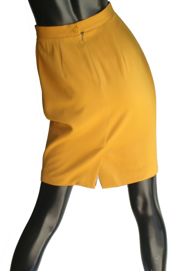 Vintage Mustard Yellow Pencil Wool Skirt US Size 4 - image 5