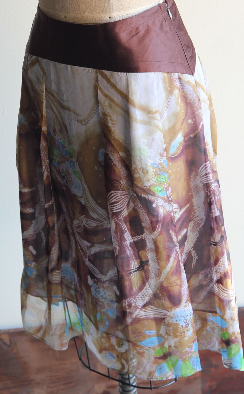 Beautiful Vintage 90s Betsey Johnson Floral Chiffon Skirt Size Large