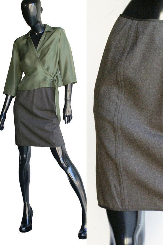 Vintage 90s Heather Brown Texture Career-wear Skir