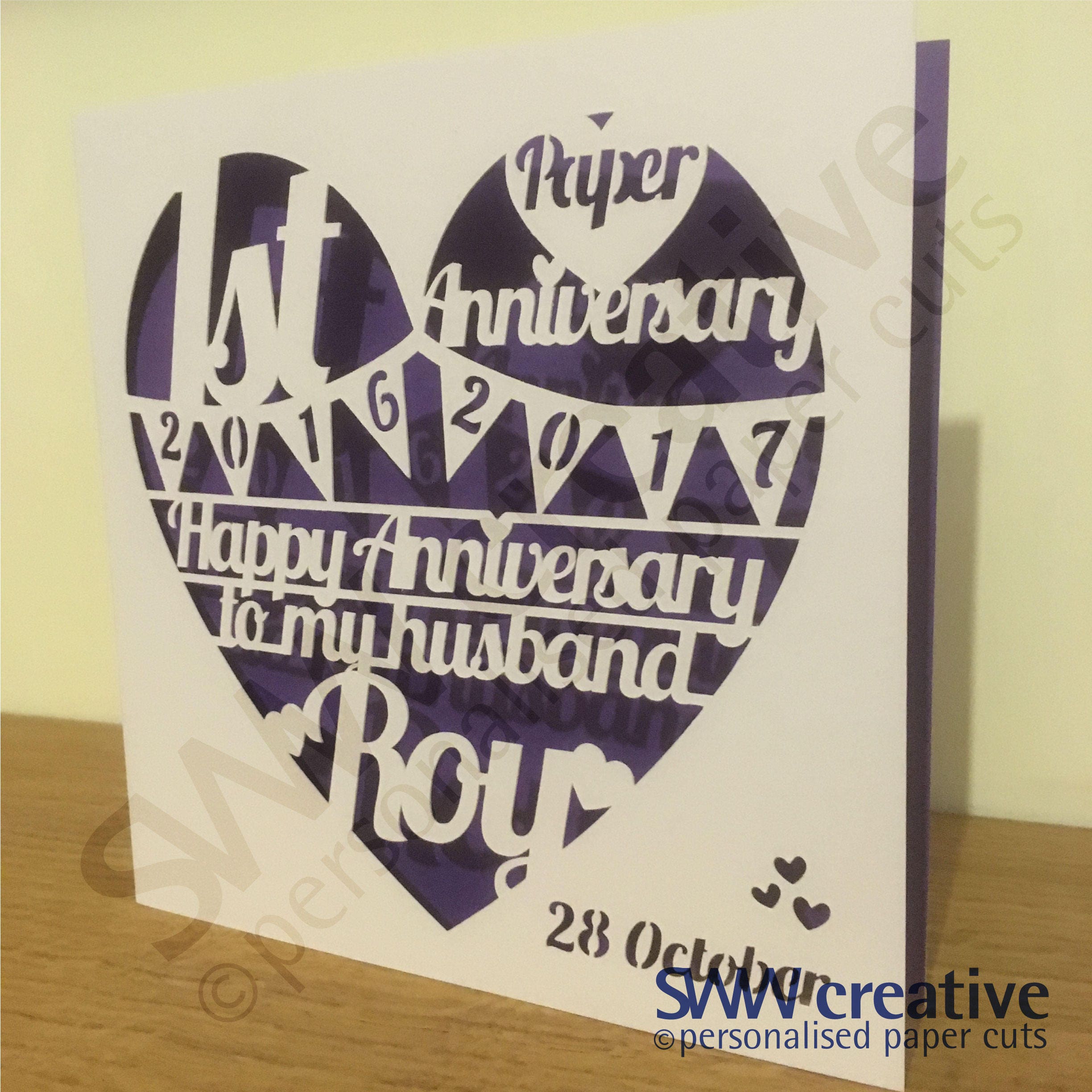 Personalised Anniversary card Husband 1st 2nd 5th 10th 15th 20th 25th 40th 50th