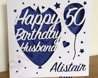 Personalised Happy Birthday Paper Cut Greetings Card  |  Balloons  |  Any Age  |  16th 18th 21st 30th 40th 50th 60th 70th 80th 90th 100th