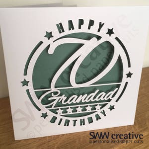 Personalised Happy Birthday Paper Cut Greetings Card  |  Stars  |  Any Age  |  Design 2  |  21st 30th 40th 50th 60th 70th 80th 90th 100th