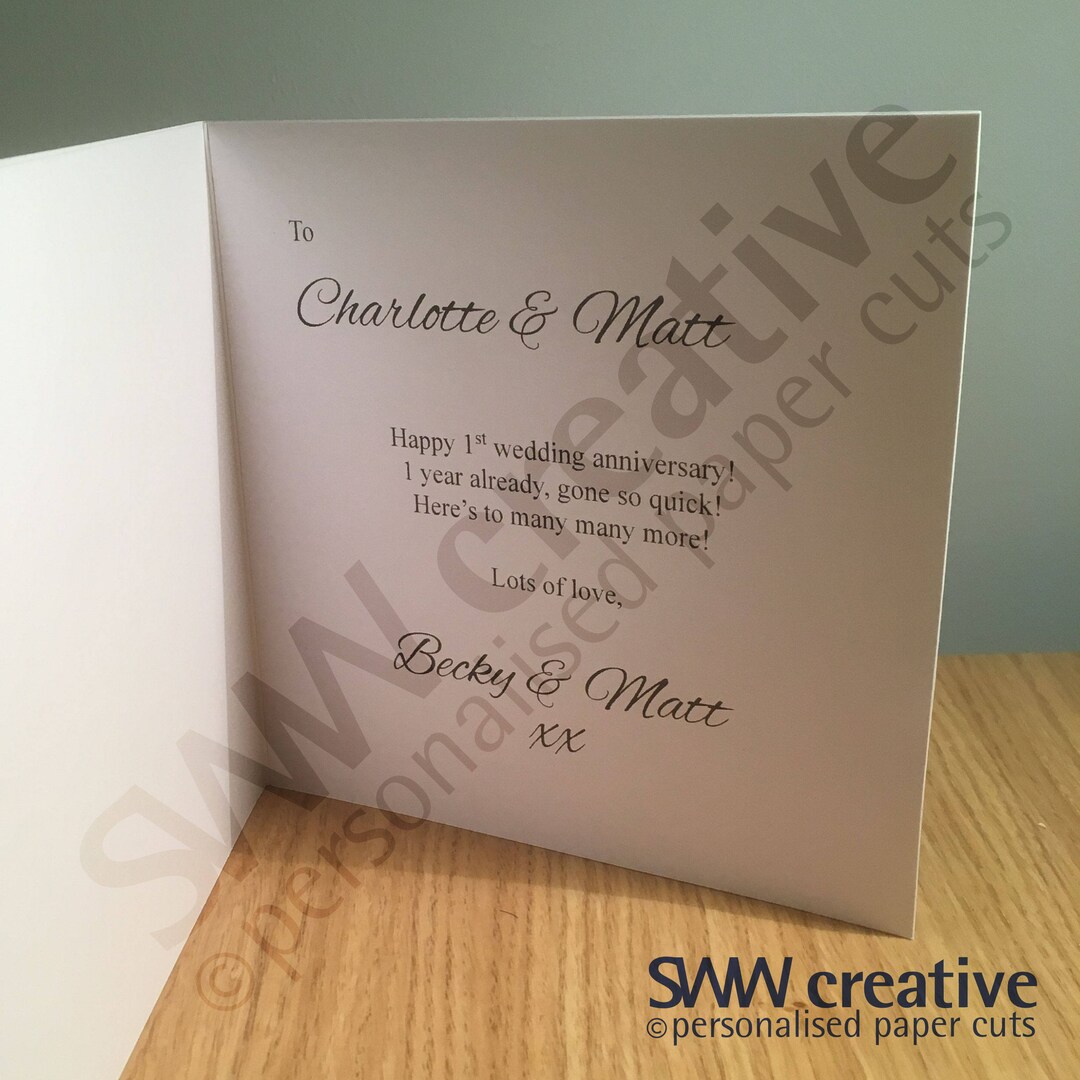 Personalised Printed Inner Card Message - Add-on Sale to Paper Cut ...