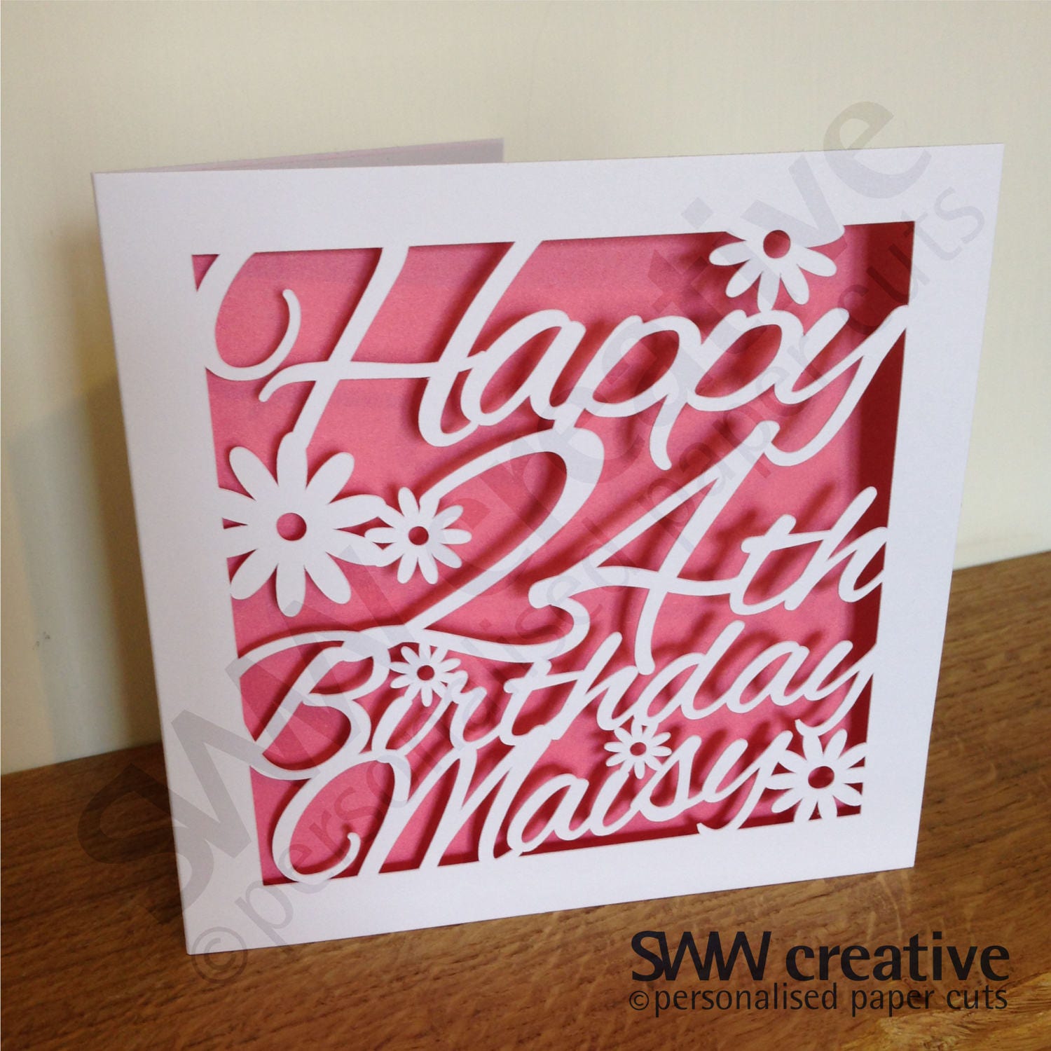 Personalised Happy Birthday Paper Cut Greetings Card Flower - Etsy UK
