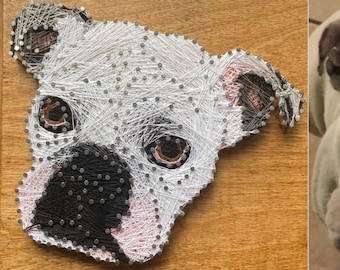 Custom Dog String Art Pet Portrait Wall Hanging Handmade Nail Art