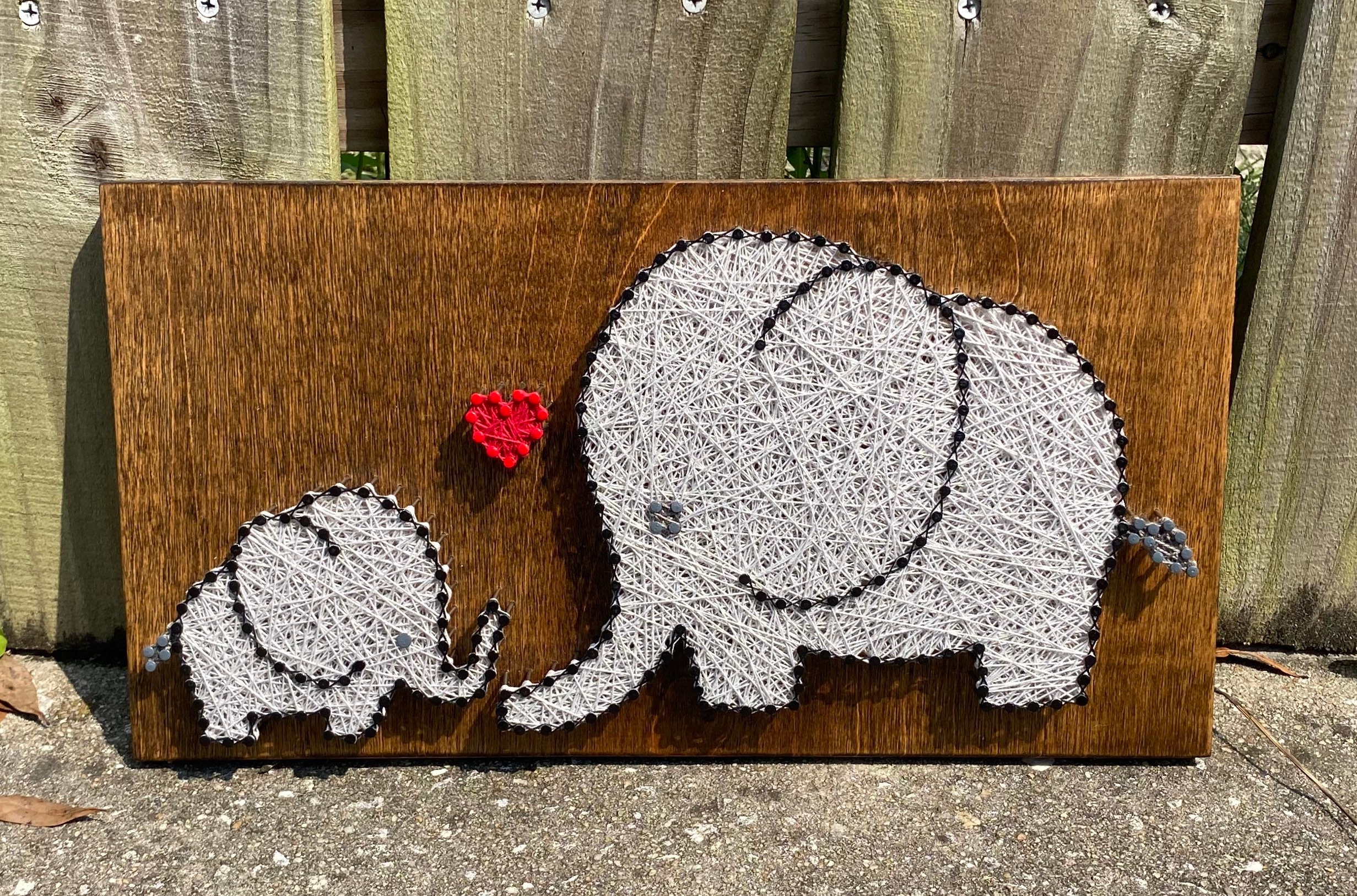 Wood Elephant String Nail Art Wall Hanging Frame Home Decoration