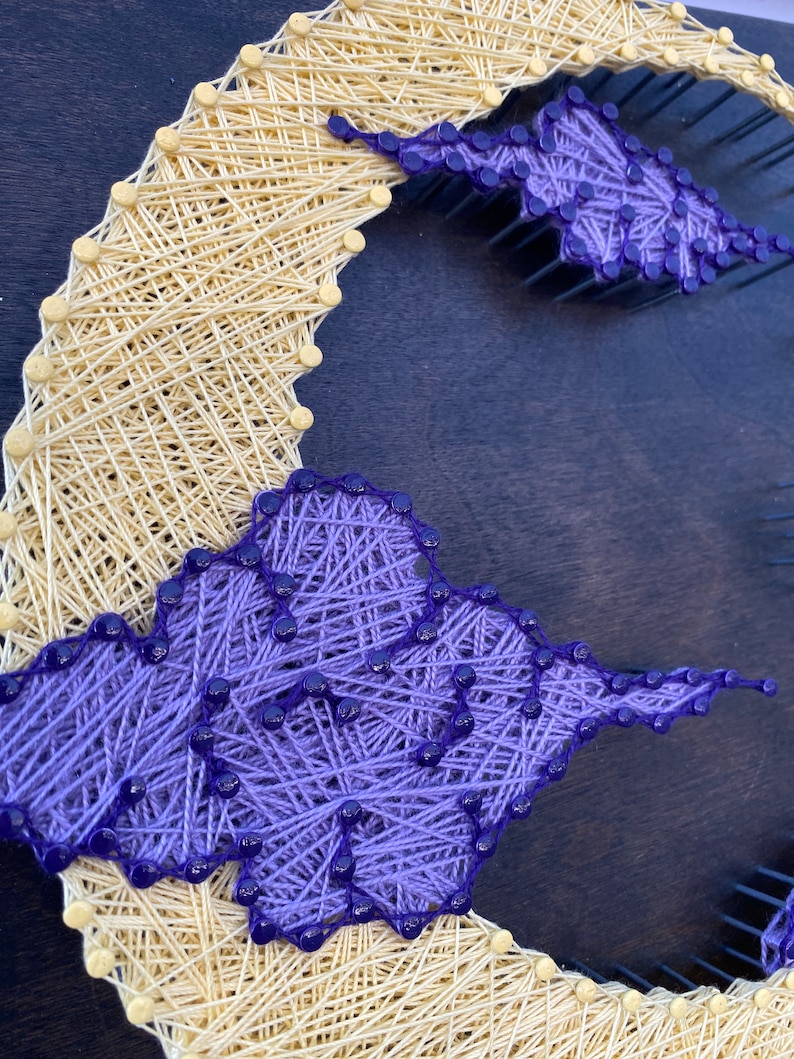 Crescent String Purple Clouds Moon Handmade String Art Home Decor - Etsy