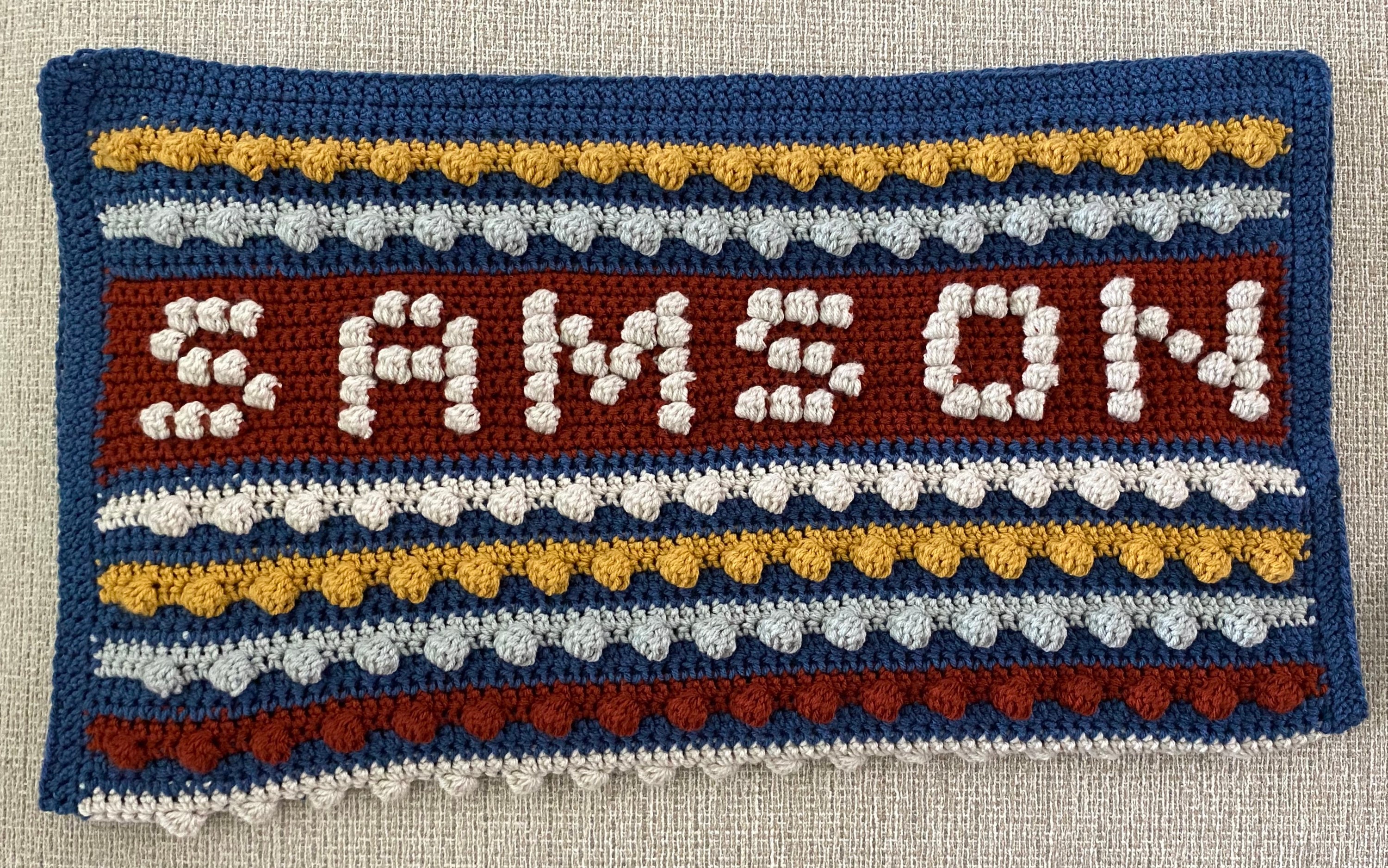 Personalized Striped Name Crochet Baby Blanket Handmade Etsy