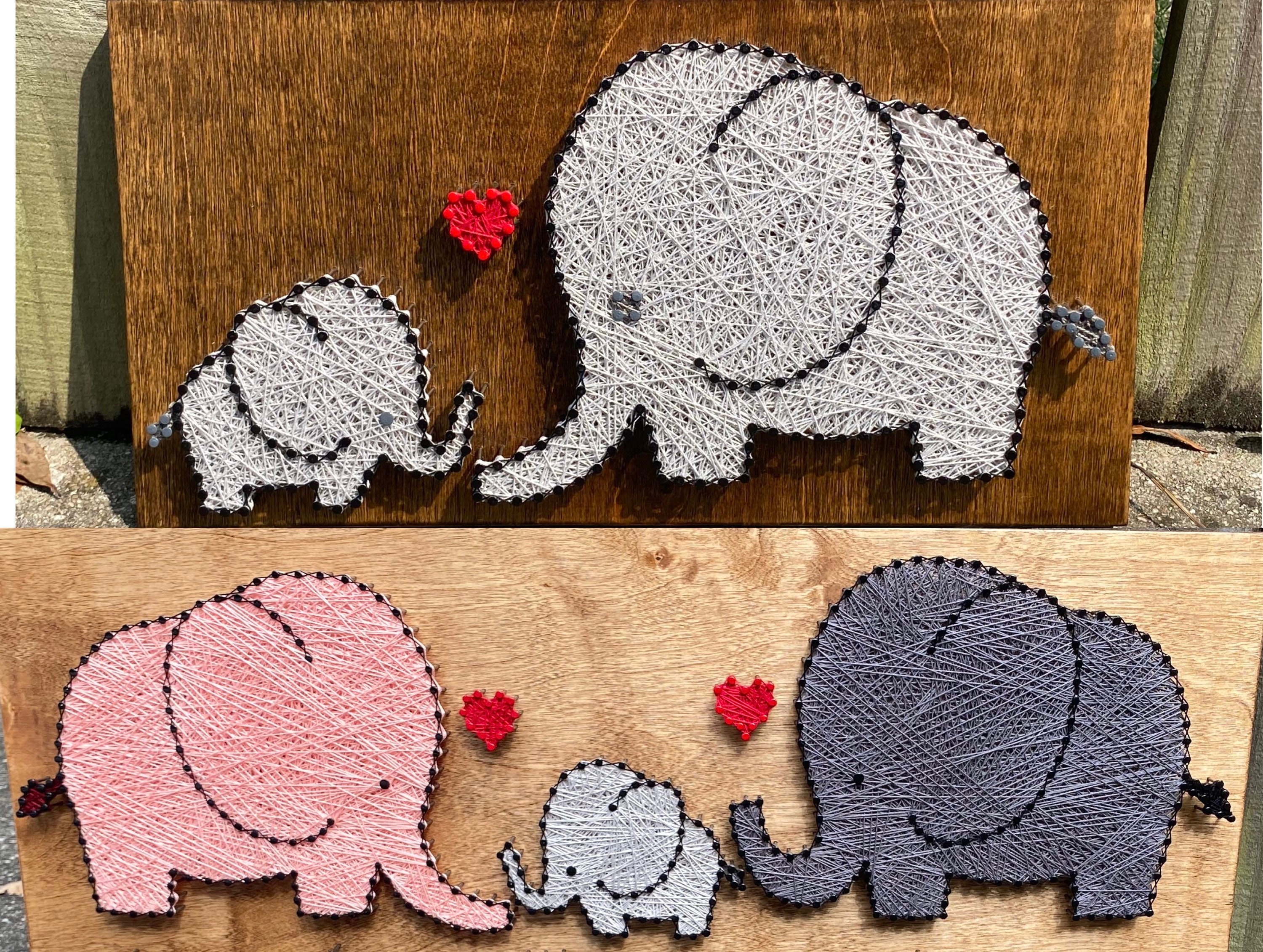 Mommy and Baby/family Love Elephant String Art Wall Decor Nursery