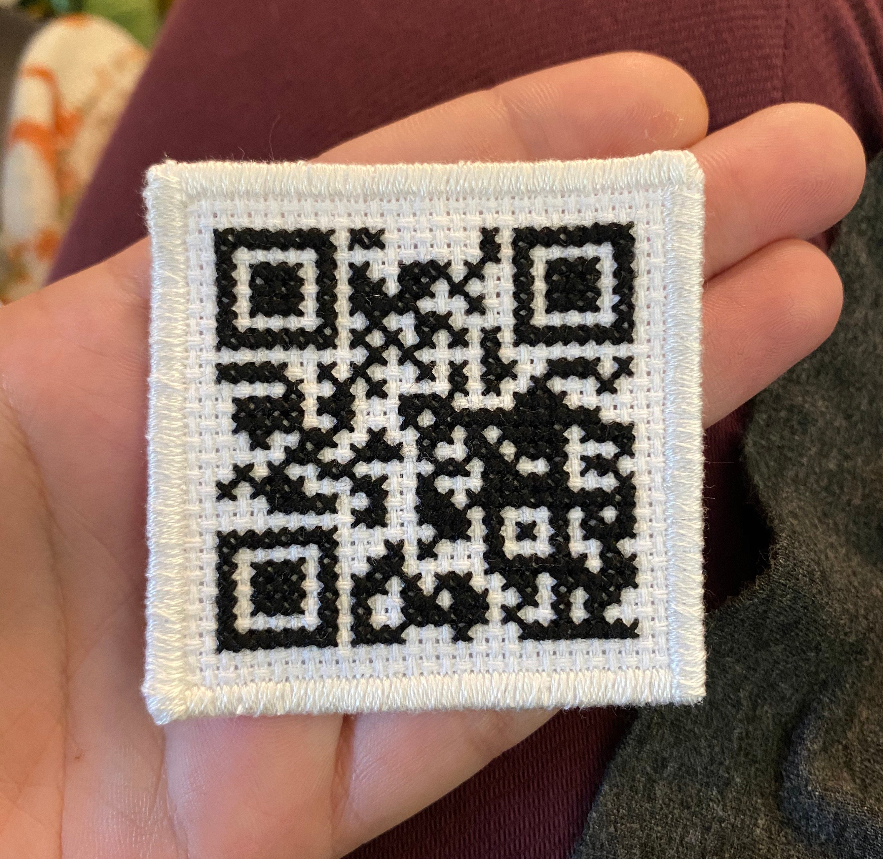 QR Rick Roll Patch Fully Embroidered Never Gonna Give You up 