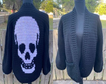 Patrón de cárdigan de calavera de crochet Patrón de suéter de crochet TAMBIÉN