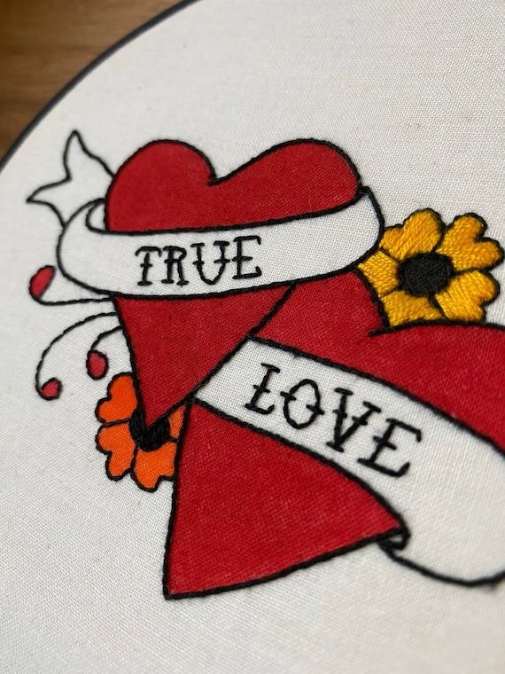 Tattoo Style True Love Embroidery 6 Inch Hoop 