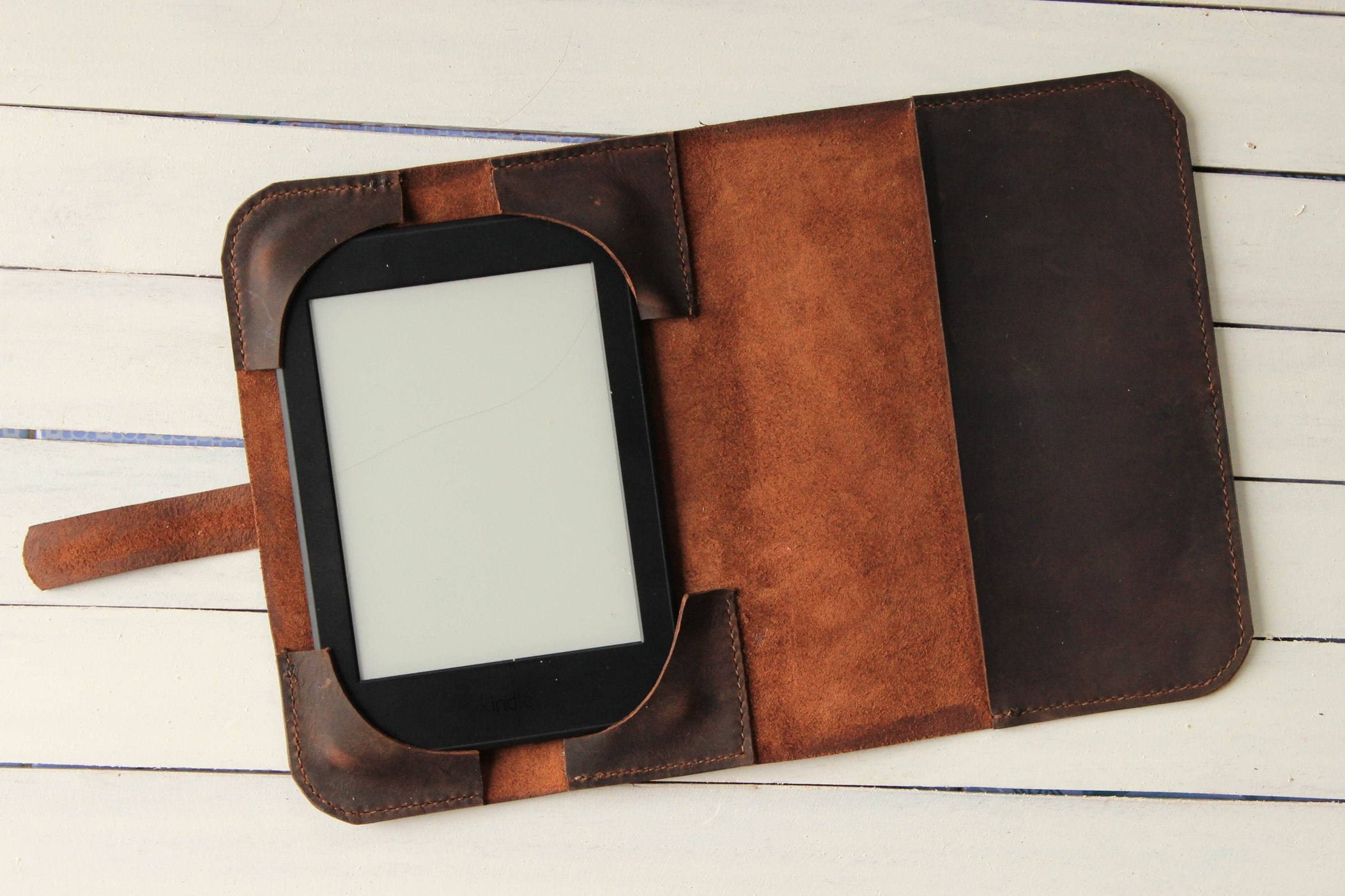 Leather Kindle ereader Cover slip case Etsy