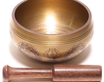 Buddha Engraved Singing Bowl 11cm - Handmade Singing Bowl - Handmade Buddha Singing Bowl 4.3" - Tibetan Singing Bowl