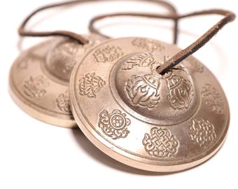 Meditation Tingshas 7.5cm | High Quality Engraved Tingshas | Authentic Tibetan Tingshas 3" | Sound Healing | Meditation Cymbals