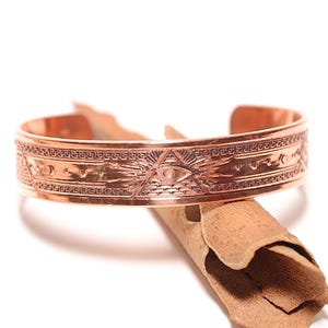 Bracelet magnétique en cuivre fait main - Bijou artisanal énergétique - Bracelet en cuivre Oeil d'Horus - Handmade energetic Copper bangle
