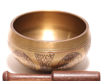 Tara Engraved Singing Bowl 11cm - Handmade Singing Bowl - Handmade Tara Singing Bowl 4.3" - Tibetan Singing Bowl
