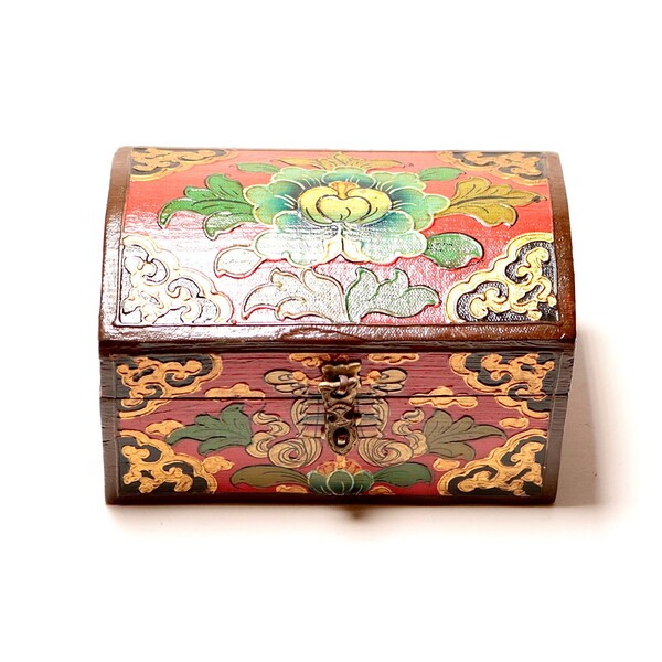Boite à bijoux en bois Tibétaine 15cm - Tibetan jewelry box