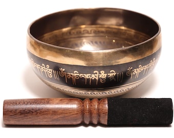 15cm Tibetan Singing Bowl - Authentic Decorated Tibetan Bowl - Authentic Tibetan singing bowl 5.9" - 7 metals Sound Healing Tibetan Bowl