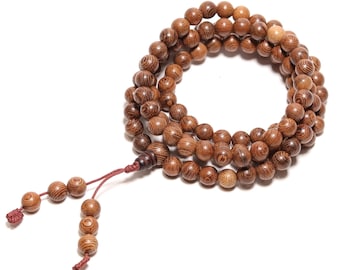 108-bead apple wood meditation mala - 108-bead mala necklace - Handmade necklace - Natural apple mala 108 beads