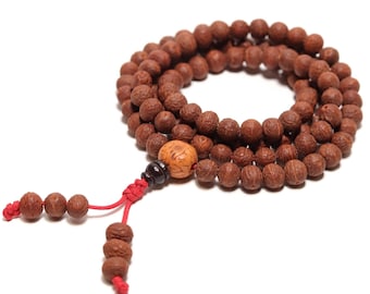 Traditional 108-bead meditation mala - Tibetan mala with 108 natural beads - Handmade meditation necklace - Traditional Tibetan mala