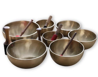 Set of 7 Octave 3 singing bowls - Singing bowl set 7 chakra - 7 chakras singing bowl set