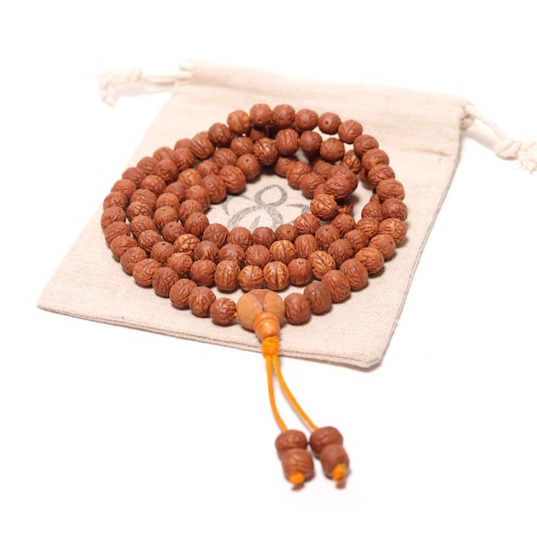 Mala 108 perles en graines de Bodhi - Oeil de Bouddha