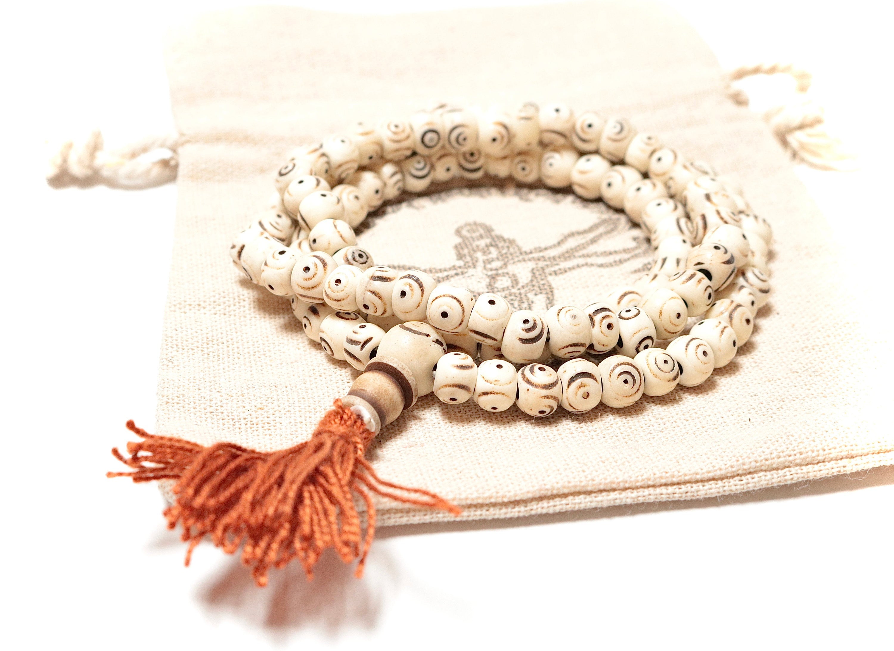 Mala Tibétain en Os - Buddhist Prayer Beads