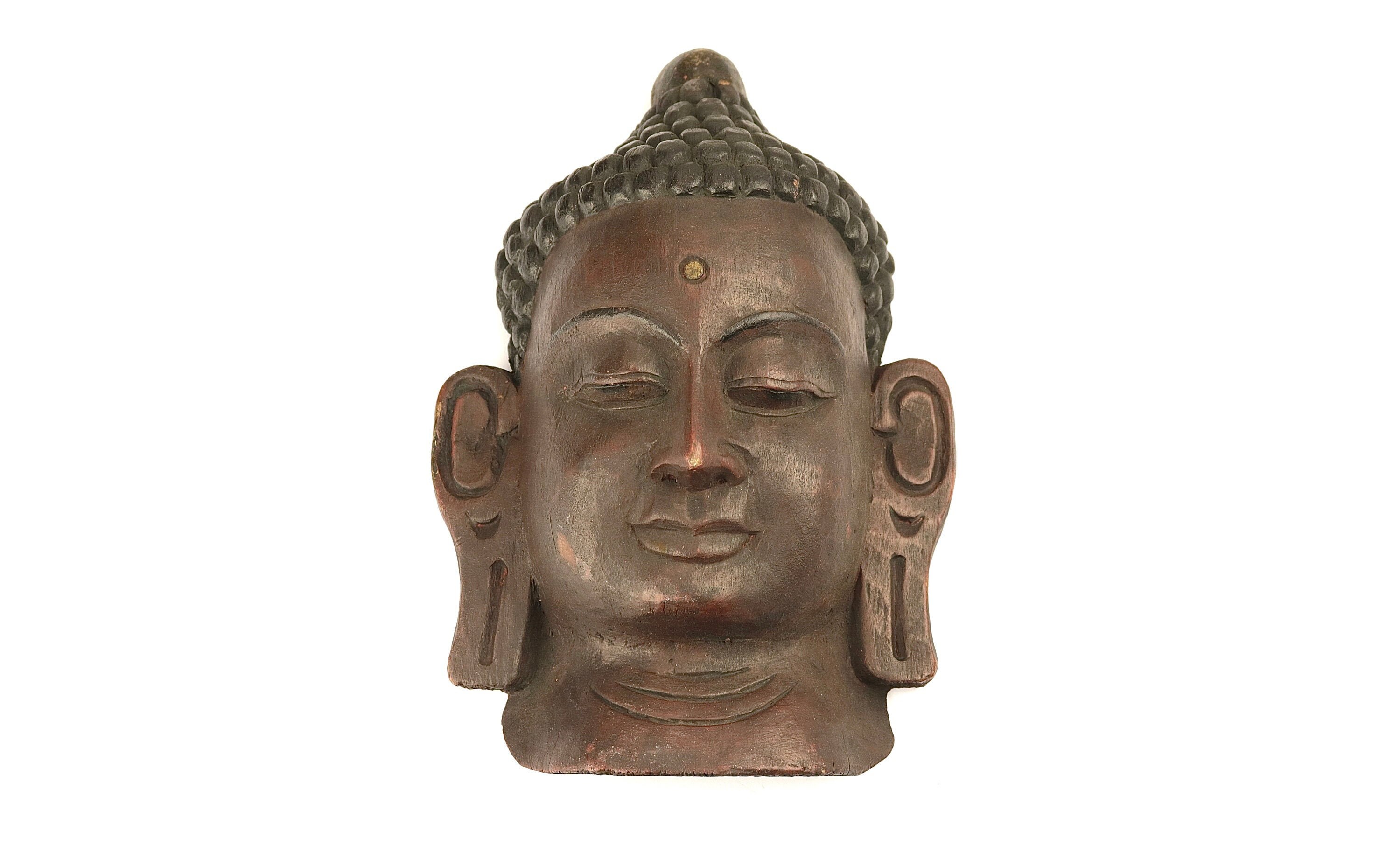 Masque de Bouddha en Bois Sculpté - Nepalese Buddha Wooden Mask