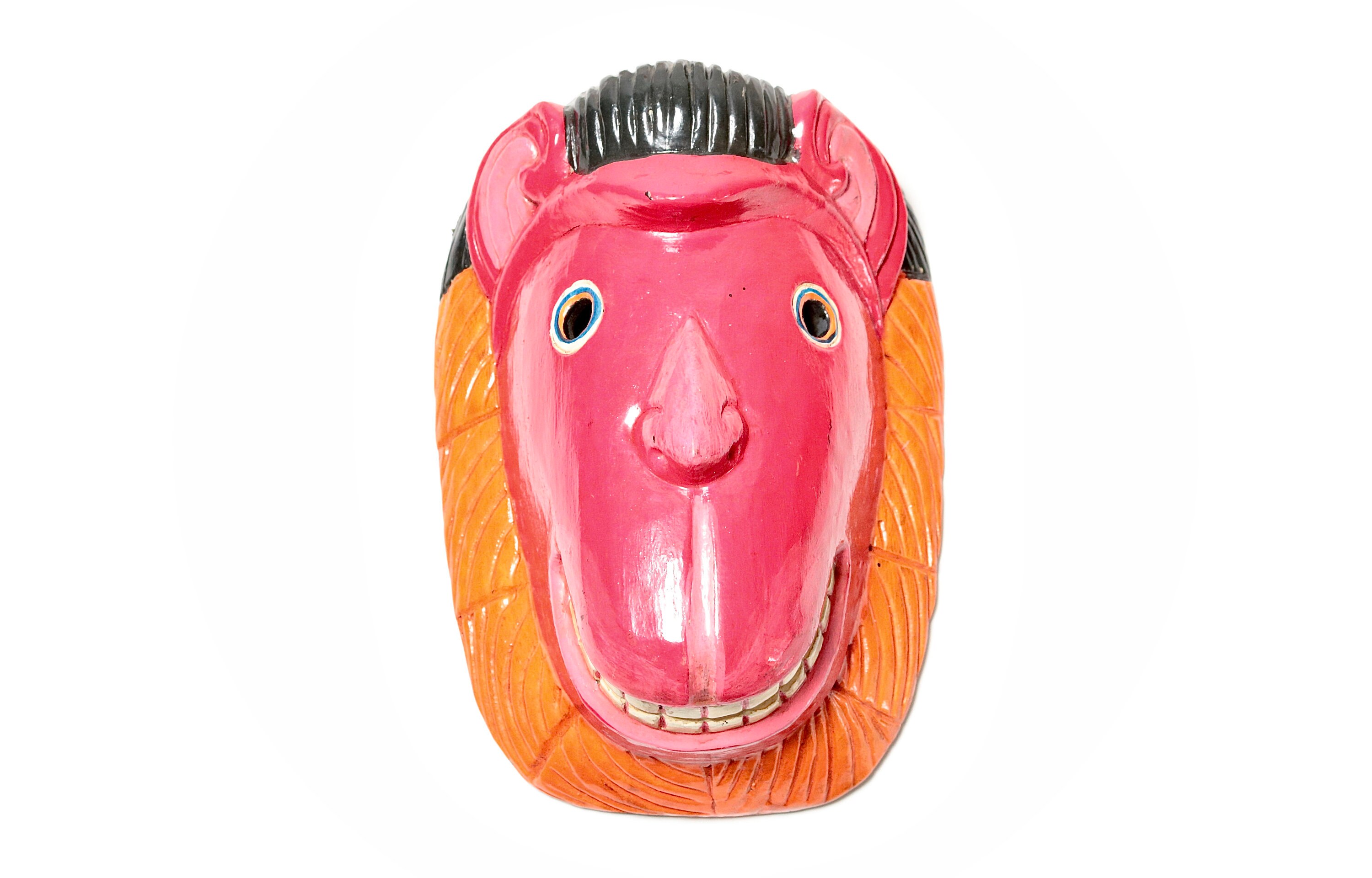 Masque Népalais Hanuman en Bois Sculpté - Nepalese Wooden Mask