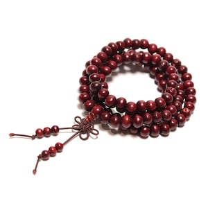 Mala wrist bracelet 108 natural wood beads - Wooden mala 108 beads