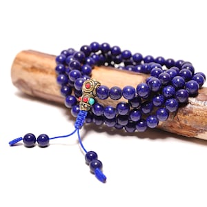 Mala 108 perles en Lapis-lazuli 88cm - Collier mala - Natural stone mala 108 lapis lazuli beads 34,6''