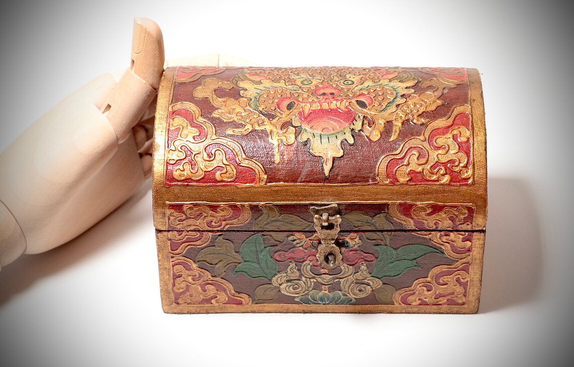 Tibetan wooden jewelry box Tibetan jewelry box Etsy