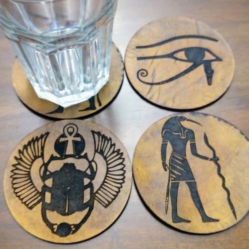 Ancient Egypt Leather Coaster Set of 4 Featuring the Eye of Etsy