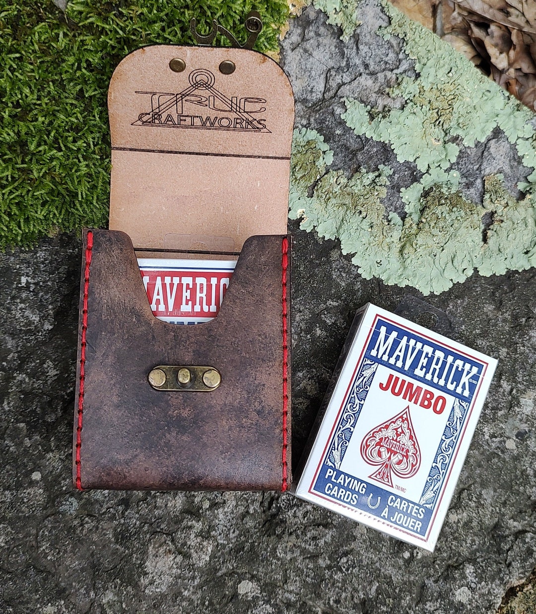 Antique Black Playing Card Game Case Handmade Premium Leather. Hand