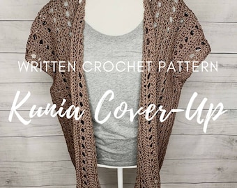 MODÈLE DE CROCHET| Couverture Kunia| Couverture de plage| Kimono au crochet | Vêtements de plage au crochet| Armoire Boho| Cardigan en dentelle