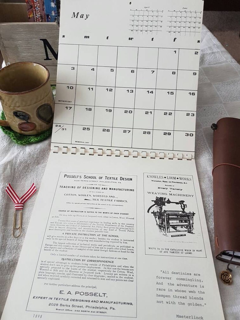 1981 Vintage Textile Calendar for Weavers and Fiber Artists
