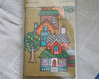 10 pack of Vintage 70's Open House Invitations with Envelopes