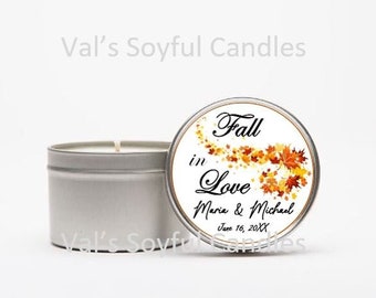 Fall Wedding Favor / Personalized Wedding Favor / Soy Candle favor