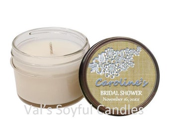 Rustic Bridal Shower Favor / Personalized Soy Candle Favor