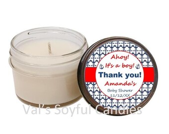 Baby Shower Favor / Blue & Red / Soy Candle Favor