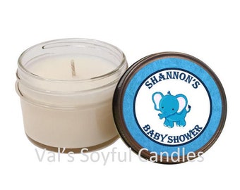 Baby Shower Favor / Blue Elephant Theme / Soy Candle Favor