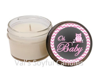 Baby Shower Favor / Pink & White / Soy Candle Favor