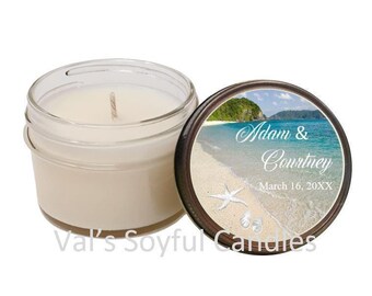 Beach Wedding Favor / Personalized Soy Candle Favor