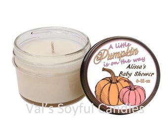 Baby Shower Favor / Pink Fall Pumpkin Theme / Soy Candle Favor